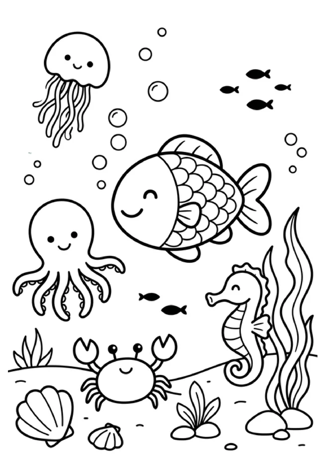 Desenhos para colorir fundo do mar para imprimir e colorir - imagem 3
